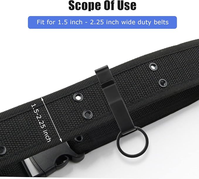 Duty Belt Key Holder, 2 Pack Belt Key Clip, Stainless Steel Stealth Belt Loop Key Ring Holder with 4 Keyrings UIInosoo for Handcuff Fits Max 2.25 Inch Belt