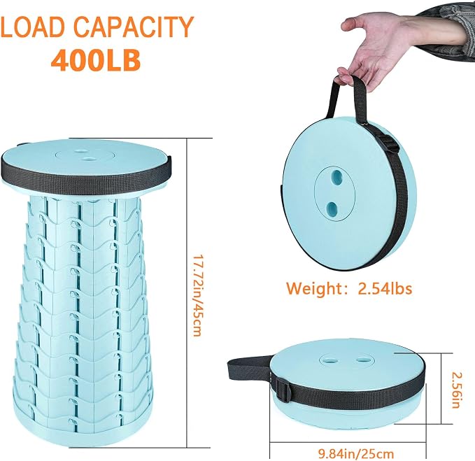 Upgraded Folding Stool Lightweight Yet More Sturdy with Load Capacity 400lbs Portable Collapsible Stool for Camping Fishing Hiking BBQ (Ice Cream)