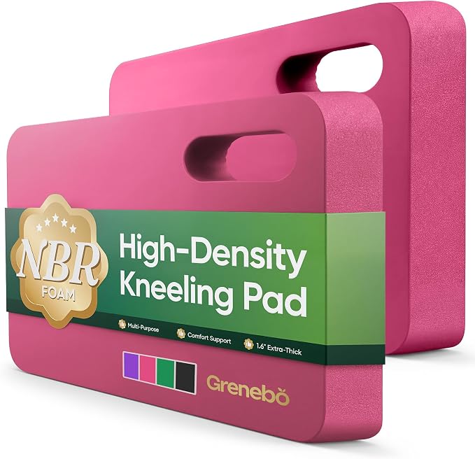 Grenebo 1-Pack Kneeling Pads, Extra Thick, 17.3 x 11 x 1.6 in, Pink | Soft NBR Foam Cushion for gardening kneeling pad use, Knee pad support for Gardening, Baby Bathing, Exercise and Work