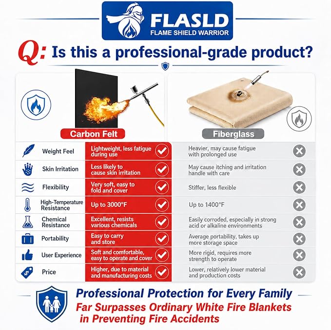 FLASLD 9×12in Heat Shield Thermal Barrier Blanket Insulation Reflective Material High Temp Protection Carbon Felt for Stove Welders, Stuff for DIY Alcohol Burners, Heat Resistant Up To 1800°F