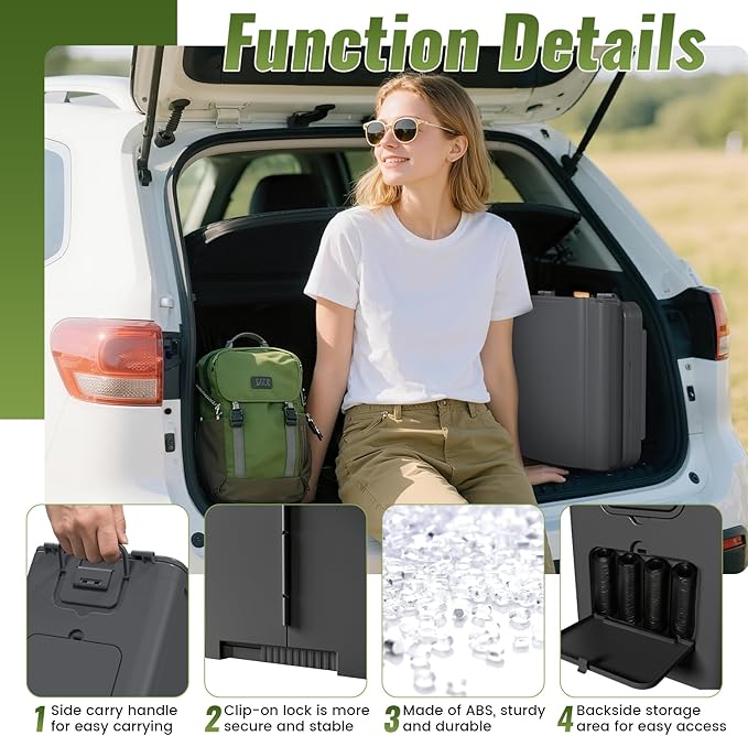 Portable Camping Toilet Kit for Adults, Upgrade Travel Potty Seat with Lid Removable Paper Holder and Absorbent Gel, for Camping, Hiking, Truck, RV Toilet, Beach