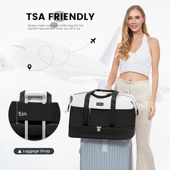 LOVEVOOK Weekender Bag for Women, Large Duffle Bag for Travel with 2 Packing Cubes, Carry on Overnight Bag with Shoe Compartment, Mom Hospital Bags for Labor and Delivery