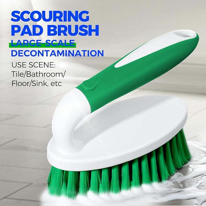Holikme 5 Pack Cleaning Brush Scrub Brush Kitchen Brush for Floor,Green | Cleaning Brush Set for Household Use, Scrub Brush, Kitchen Brush, Tile Lines Brush for Bathroom, Floor, Tub, Shower