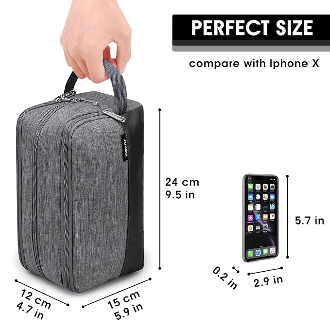 WANDF Travel Toiletry Bag for Men, Small Dopp Kit for Toiletries | Water-Resistant Fabric, Travel Bag for Toiletries, Compact Storage, Shaving Accessories, Weekend Trips