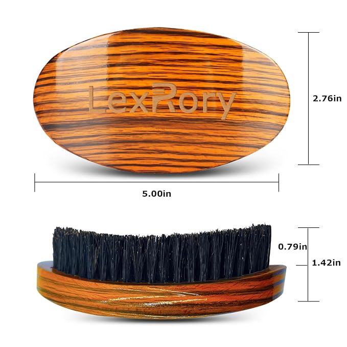 Curved Wave Brush for Men 360, Medium Hard Palm Hair Brushes Boar | Men's Hair Brushes for Black Hair Wavers to Creating 360 Waves (Stripes Yellow)