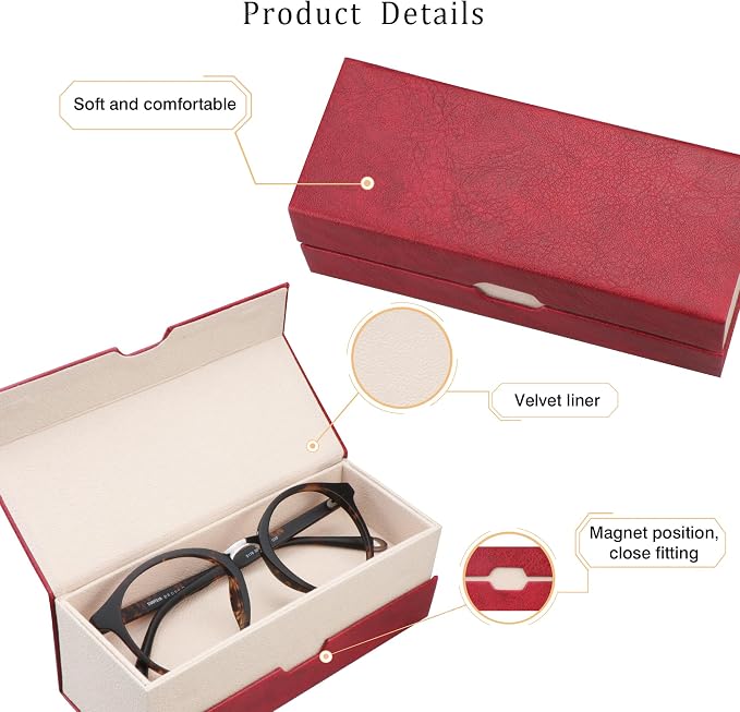 LifeArt Eyeglass Case Hard Shell, Portable Sunglass Case, Fashionable PU Leather Eyeglass Case, Lightweight
