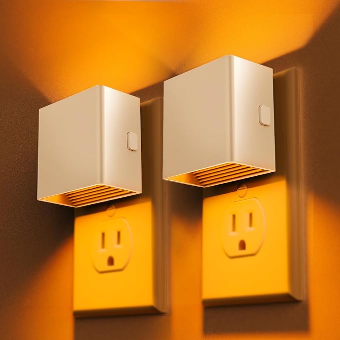 DORESshop LED Night Lights Plug into Wall [2 Pack], Plug in Nightlight, 3 Level Brightness Adjustable Night Light, Dusk to Dawn Sensor, Nightlights for Adults, Bedroom, Bathroom, Hallway, Amber