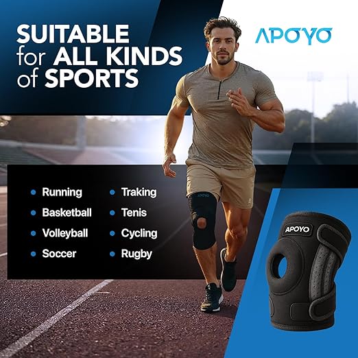 APOYO Knee Brace for Women & Men - Knee Compression Sleeve For Knee Pain Relief, Meniscus Tear, ACL, Arthritis, Joint Pain Relief, with Patella Gel Pad & Side Stabilizers (XX-Large) Blue