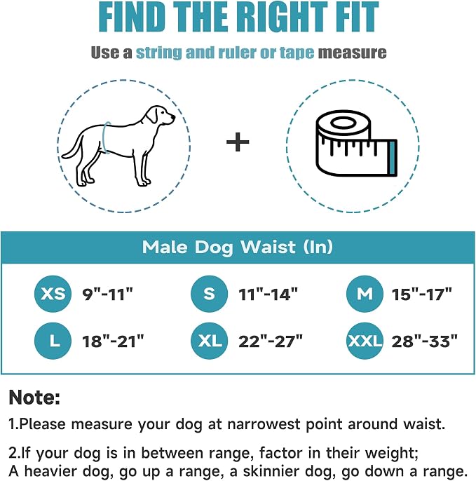wegreeco Washable Male Dog Diapers (Pack of 3) - Washable Male Dog Belly Wrap (Mustang, Large)