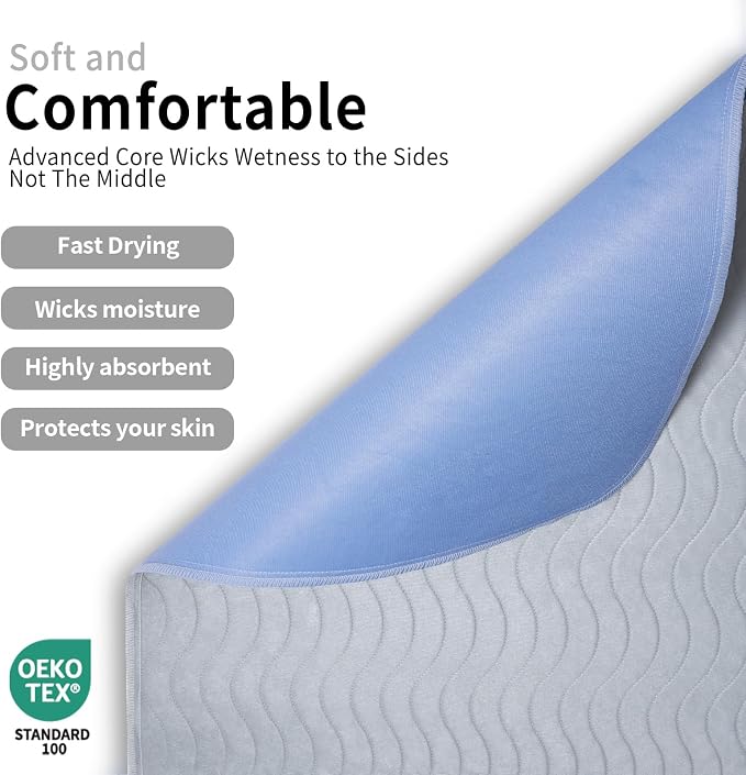 Accompagner Incontinence Bed Pads Washable Waterproof, Ultra-Absorbent Reusable Underpads for Diaper Changing, Nursing, Bedridden, Adults, Seniors, Kids and Dogs (Pearl Gray, 36"x36"(Pack of 4))