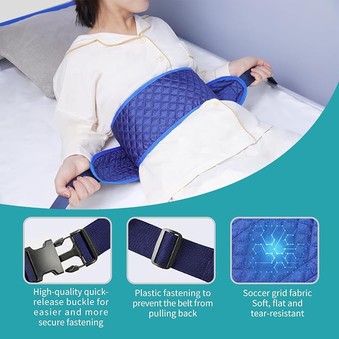 ENLUNTRA Medical Bed Restraint Strap for Elderly，Anti-Fall Waist Belt for Elderly，Adjustable Wheelchair Seat Safety Belt,Medical Bed Safety Assist
