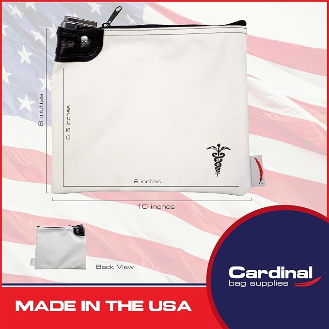 Canvas Medication Organizer Lock Bag, White, 8 x 10 | Travel Pill Organizer, 2 Keys Included, Heavy Duty Lock System, Pill Pouch