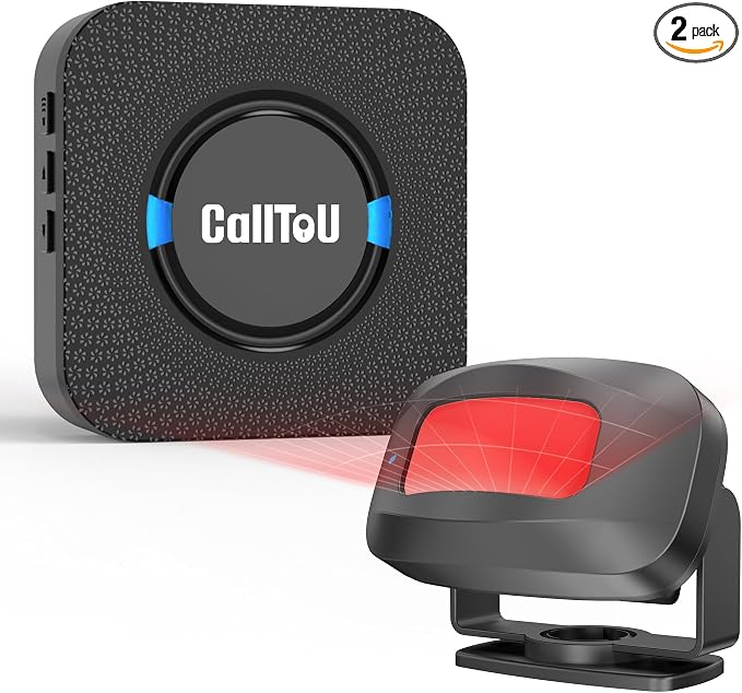 Motion Sensor Bed Alarm for Elderly Care with 1 Sensor and Plug-in Receiver, Caregiver Pager for Seniors, Doorway Hallway Chime and Bed Exit Alert, Indoor Room Monitor, No WiFi Needed