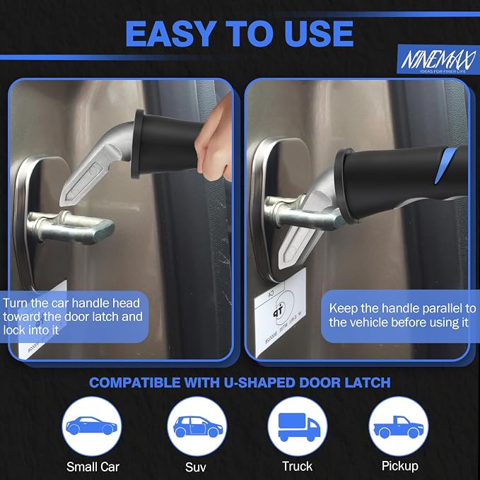 NINEMAX Car Door Handle for Elderly, Car Handle Assist (1 pc with Strap) | Portable Vehicle Entry Assist, No-Slip Grip for Seniors, Lightweight Car Cane Design, Fits Most Vehicles