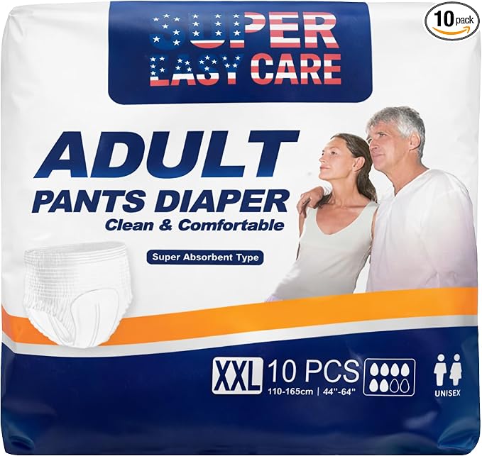 Super Easy XXL Adult Diapers Pack of 10 | Leakproof Disposable Incontinence Underwear | High Absorbency for Men & Women