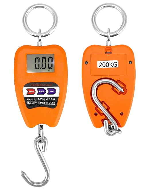 QWORK Hanging Weight Scale, 200kg/440lbs Digital Crane Scales Fish Weighing Scale Aluminum Housing LED Display Scale for Fishing, Weigh Luggage, Home Farm