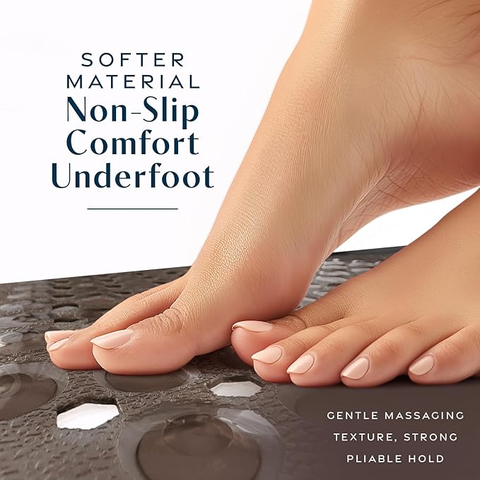 SlipX Solutions Power Grip Bathtub Safety Mat | Precision Grip Technology for Longer, Stronger, & Softer Wet Surface Protection | Clear Bronze 39"x16"