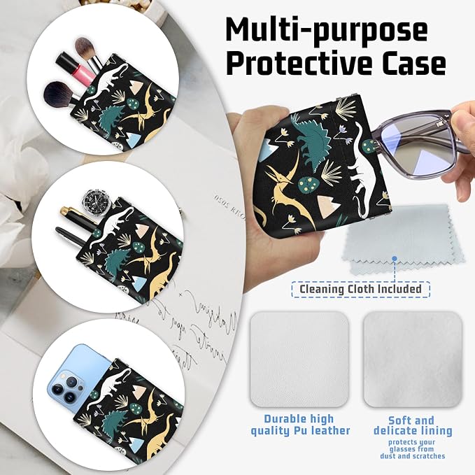 Soft Sunglasses Eyeglass Glasses Case,7x3.5inch Portable PU Leather Squeeze Top Holder Bag Pouch for Women Men