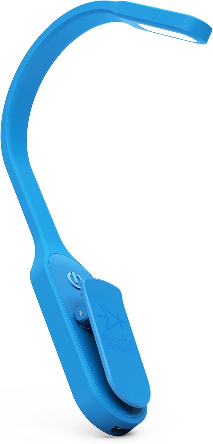 The Original Mighty Bright Recharge Clip On Rechargeable Book Light Reading Light, Warm Eye Care LEDs, Flexible, Durable, Dimmable, Perfect for Kids, Bookworms, Reading in Bed, Lasts 60 Hours (Blue)