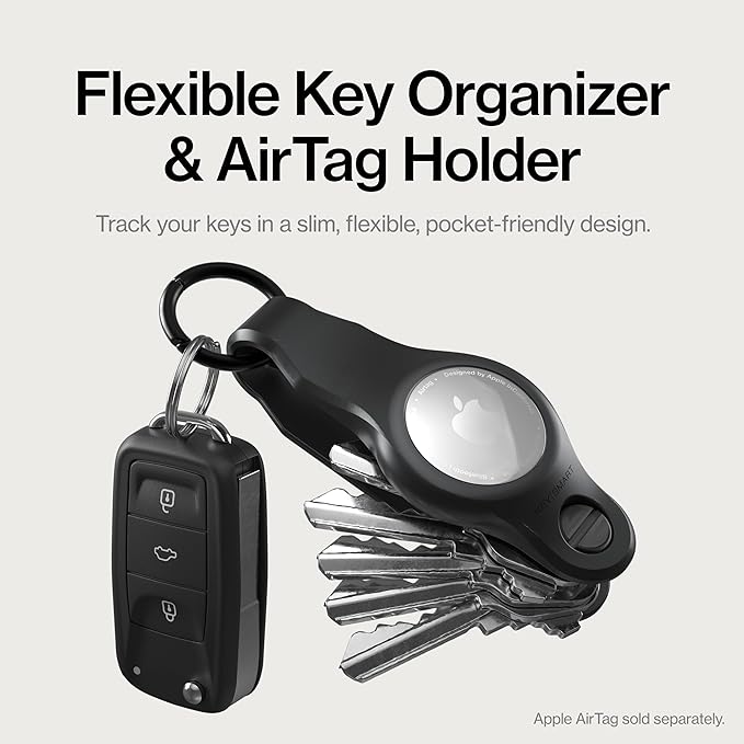 KeySmart Air - Premium Keychain Key Holder Compatible with Apple AirTag, 5 Key Organizer Keychain, Air Tags Not Included