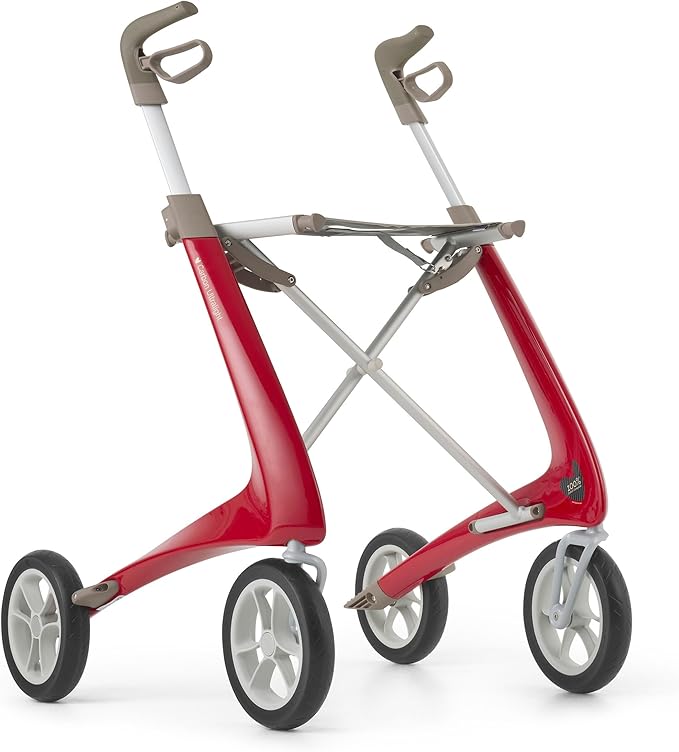 byACRE Carbon Ultralight Rollator - World's Lightest Carbon Rollator - Only 10.6 lbs/for Indoor and Outdoor Use/Foldable and Easy to Travel with (Strawberry Red, Compact Track)