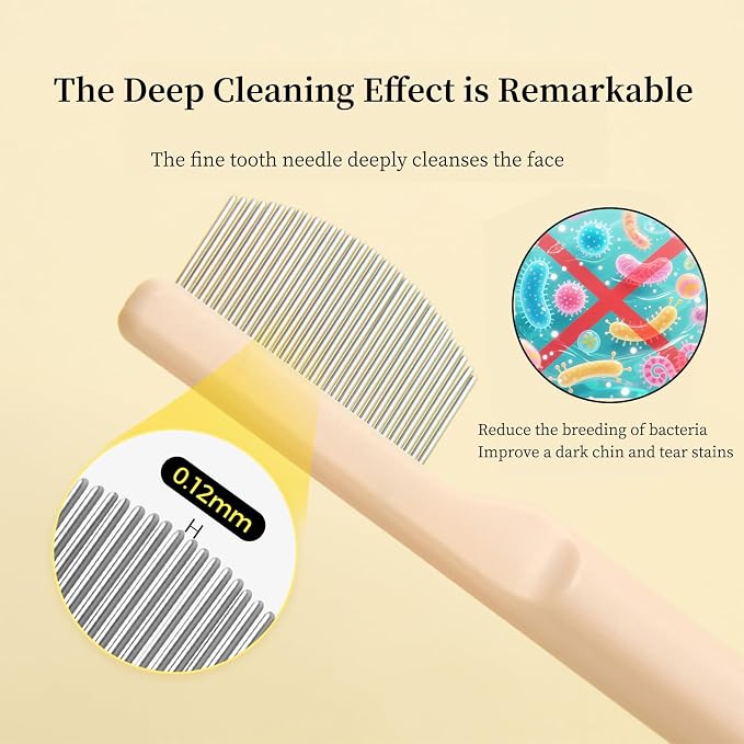 Stainless Steel Dog Eye Comb - Small Design for Pet Facial & Paw Grooming, Round-Tip Arc Teeth, ABS Handle, Puppy Flea Brush, Fit Yorkie, Shih Tzu, Maltese Maltipoo Pomeranian Cat