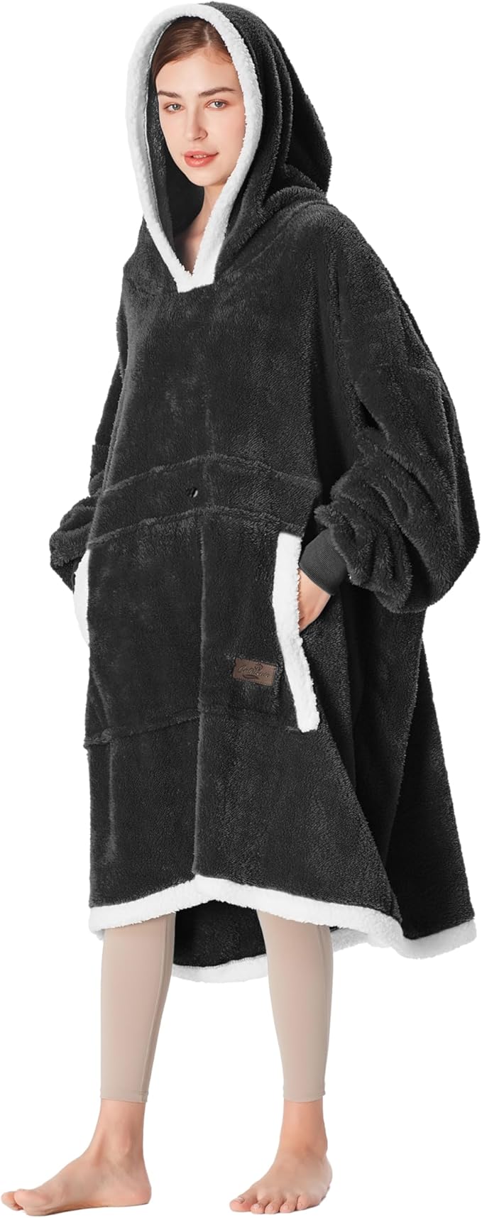 Catalonia Oversized Blanket Hoodie Sweatshirt, Wearable Sherpa Lounging Pullover for Adults Women Men
