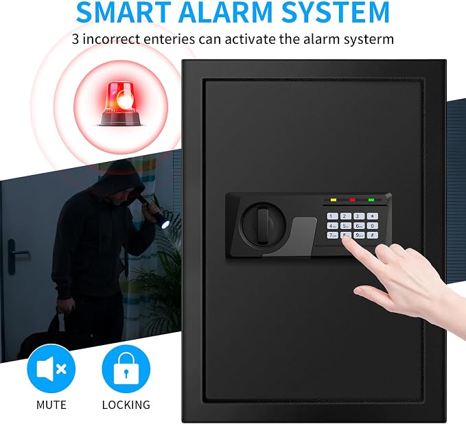 3.3 Cuft Large Fireproof Safe for Home, Home Safety Box Fireproof Waterproof with Electronic Keypad and Spare Keys, Anti-theft Digital Security Safe for Money Firearm Medicine Valuables