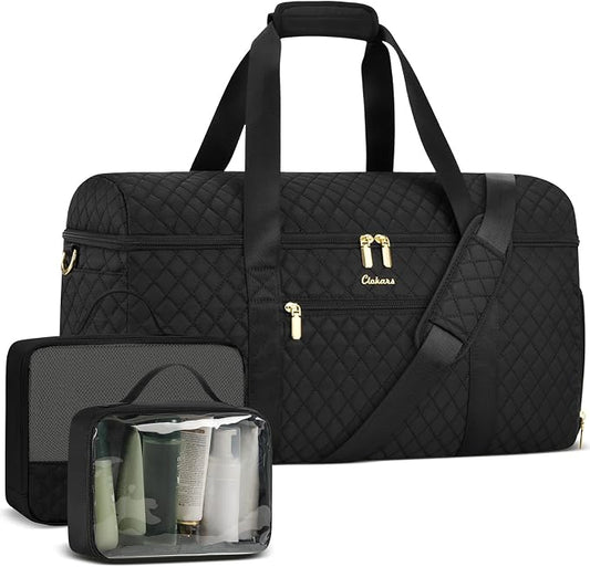 Travel Bags for Women Wide Open Large weekender Duffle Bag with Shoe Compartment Overnight Hospital Bag For Women Labor Delivery Carry on Bag Personal Item Travel Bag with Wet Pocket 3 Pcs Set