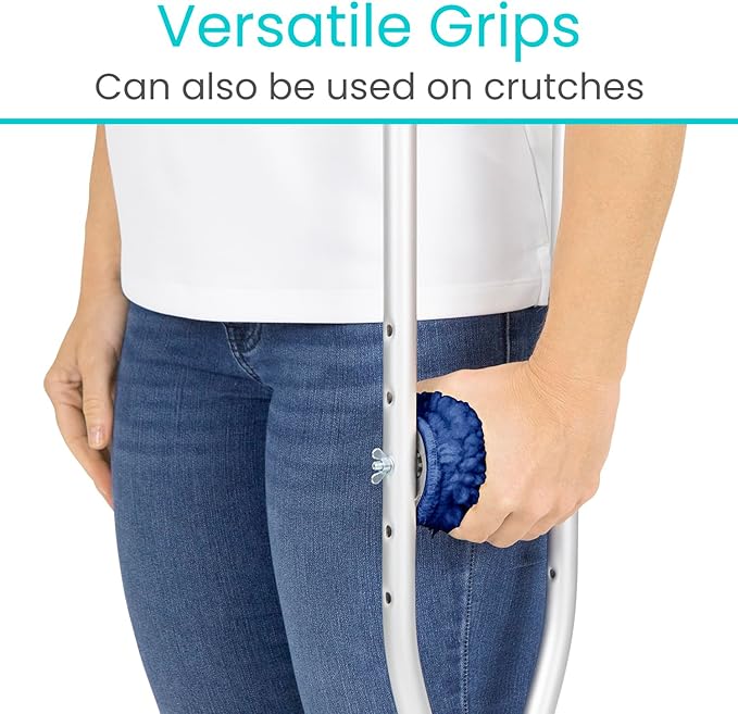 Vive Walker Handle Cushions (2-Pack) Extra Soft Sheepskin Grips - Padded Hand Cover Accessories for Folding Rolling Wheelchair, Rollator Handle, Senior, Elderly Grippers - Foam Padding for Disability