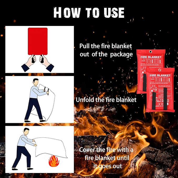 Macarrie 60 Pack Fire Blankets 39” x 39” Fire Blanket Emergency for Home and Kitchen Extinguisher Blankets Fiberglass Suppression Blanket Safety Fireproof Survival for Car Office Warehouse (Red)