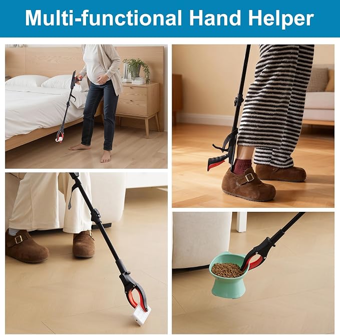Grabber Reacher Tool with LED Light 32" Foldable Gripper 2 Pack Heavy Duty Pickup Stick for Seniors Trash Picker Upper Surgery Recovery Must Haves Gifts