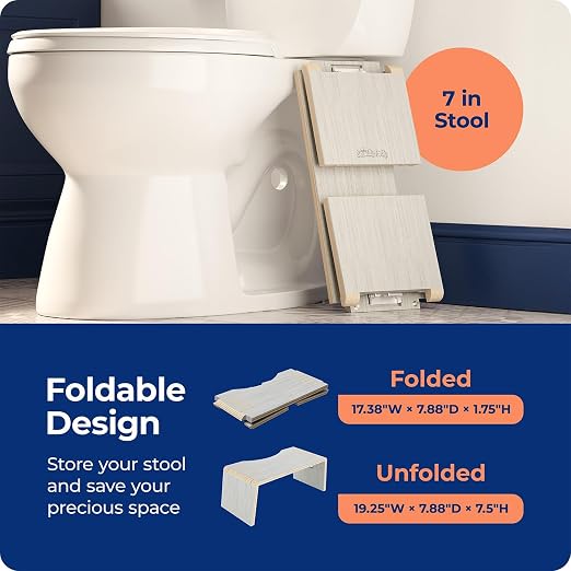 Squatty Potty Oslo Eucalyptus Folding Toilet Stool – Compact, Stylish, and Space-Saving Design for Better Bathroom Posture, Durable Eucalyptus, No Assembly Required
