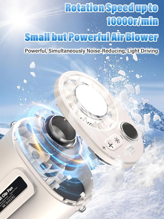 Waist Worn Fan Belt Fan Waist Fan Cooling Handheld Fan Cooling Plate 100-Level Wind Speed Adjustment LED Display Type-C Fast Charging Neck-Worn Handheld Desktop Outdoor Work Construction Gift (beige)