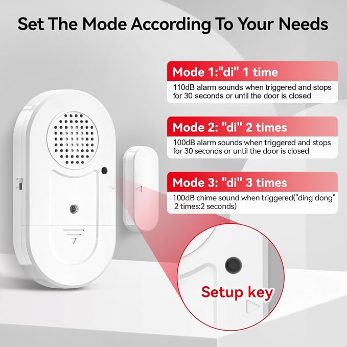 Sanjie Door Window Alarms - 5 Pack,125dB,Volume Control,Window Door Open Alarm Sensors for Kids Safety/Dementia/Pool,Wireless Sensors Keep Your Home Security,Easy to Install,Long Battery Life