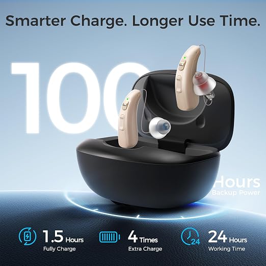 LINNER-Clarity Hearing Aids for Seniors, Rechargeable Hearing Amplifier with Noise Cancelling, OTC Hearing Aids Designed for Adults with Mild to Moderate Hearing Loss (Black)