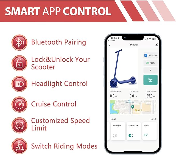 Maxshot Electric Scooter, 8.5" /10" /14" Tire, 16/19/22 Mph Top Speed, 12/16/21/27/28/49/50 Miles Long Range, Folding Escooter for Adults and Kids with Seat Bag, Dual Braking, Dual Suspension, App