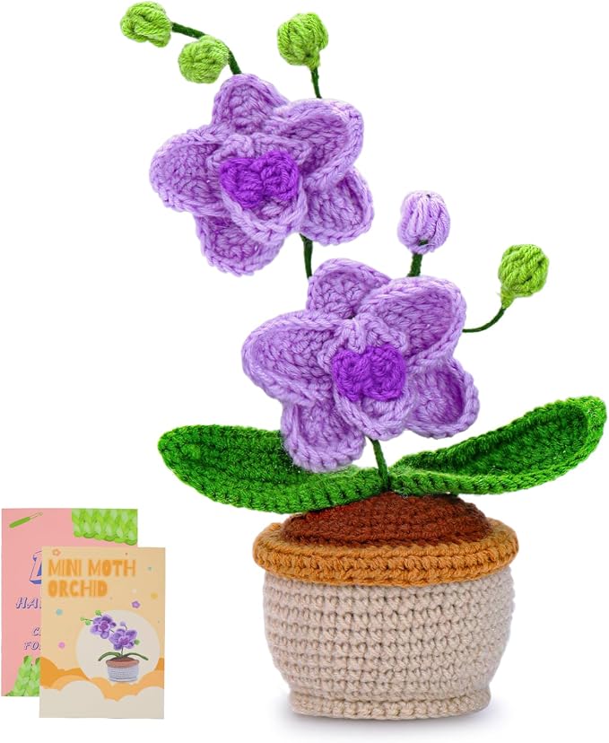 Crochet Kit, Crochet Kit for Beginners, Butterfly Orchid Knitting Kit | Beginner Crochet Kit, Crochet Flower Kit with Step-By-Step Video Tutorials, Beginner Crochet Kit for Adults