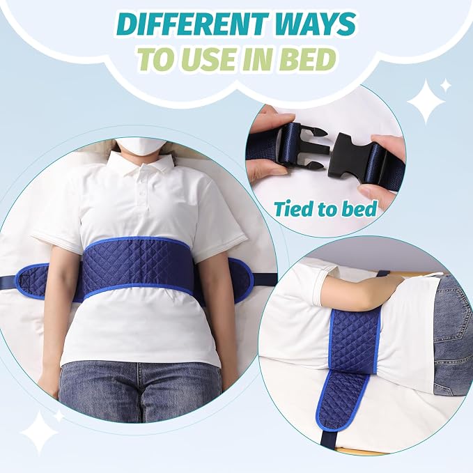 Restraints for Bed Restraint Strap for Headboard Adults, Adjustable Wheelchair Seatbelt, Anti-Fall Waist Belt, Elderly Fall Prevention Devices, Hospital Restraints Bed Straps to Secure Safety