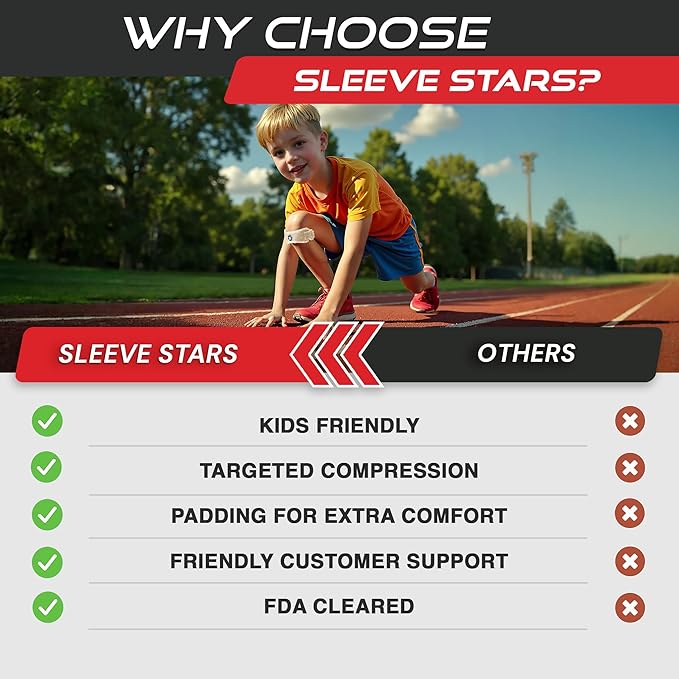 Sleeve Stars Swedish Brand Patellar Tendon Support Strap for Women & Men Effective Osgood Schlatter Knee Brace Youth & Kids Knee Brace with 3 Adjustable Length fits 7"-15" (Single/Beige/Kids)