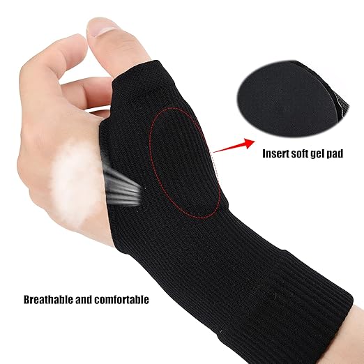 Thumb Wrist Support Braces,Breathable Thumb Compression Sleeves with Soft Gel Pads for Arthritis, Tendonitis, Comfortable Finger Splint for Relieve Hand Thumb Wrist Carpal Tunnel Joint Pain(1 Pair)