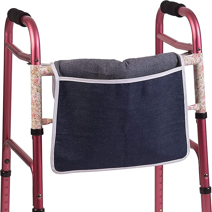DMI Universal Walker Bag, Single Pocket Carry-All Pouch, Easy to Attach and Fold, Durable, Machine Washable, 12.5 to 15 Inches (Pack of 2)