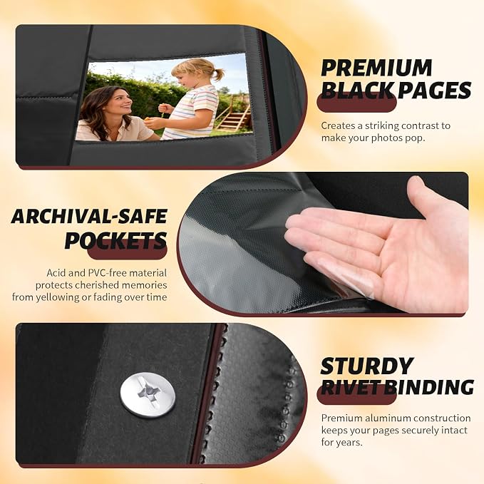 Leather Photo Album 4x6 Pockets, Picture Album for Family Christmas Gift | Large Capacity PU Leather Cover 600 Pockets Black Inner Page Slip In Holds Horizontal & Vertical Photos