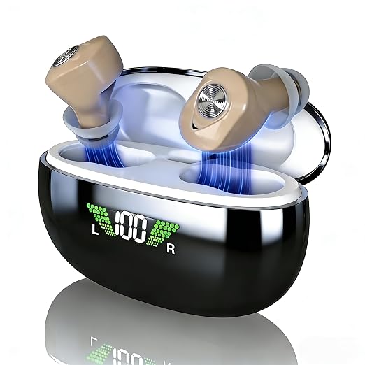 OTC Hearing Aids for Seniors-16 Channel Rechargeable Invisible ITE Hearing Aid with One-Button Operation, Noise Reduction, 3 Listening Modes, 4 Volume Levels, LED Digital Display, Long Battery Life, Easy to Use for Elderly Adults& Anti-Whistling Comfor...