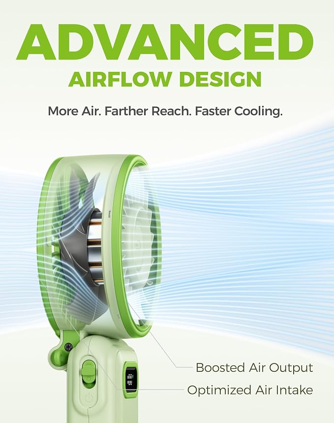 Diveblues Portable Turbo Fan, 100 Speed Handheld Fan with Strong Airflow, Foldable 4 in 1 Personal Fan for Neck, Desk & Travel, USB-C Rechargeable, Lightweight for Summer, Concerts & Outdoor Use