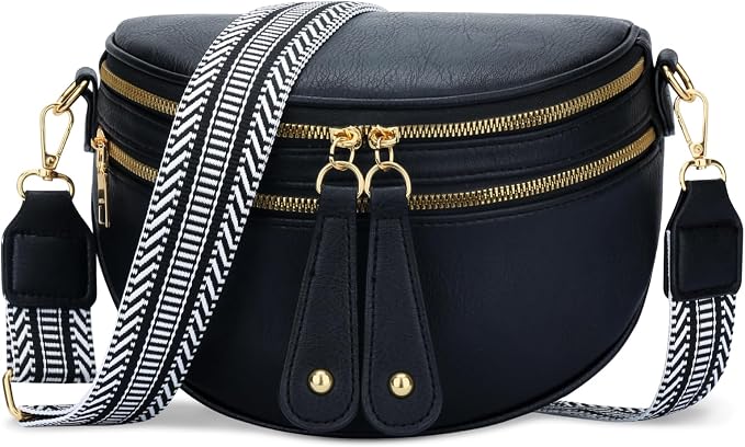 KKXIU Crossbody Bags for Women Vegan Leather Travel Bum Bag | Trendy Fanny Waist Pack | Shoulder Purse with Adjustable Strap