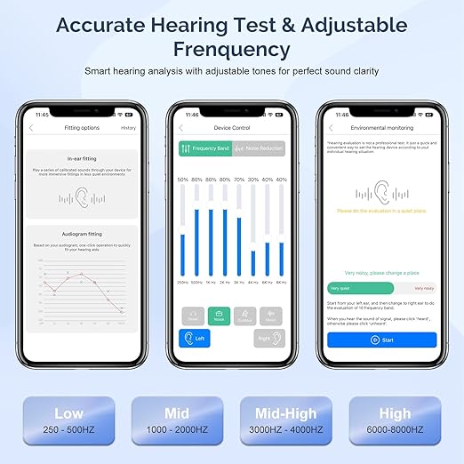 Hearing Aids for Seniors with Noise Cancelling, Rechargeable Hearing Amplifier with with Smart APP Control for People with Hearing Loss