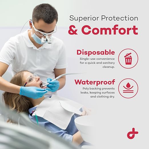 Dealmed Disposable 13.5" x 18" Dental Bibs, 2-Ply Tissue/Poly, Bulk Tattoo Bibs, Great for First Aid Kits and Medical Facilities (Purple, Case of 500)