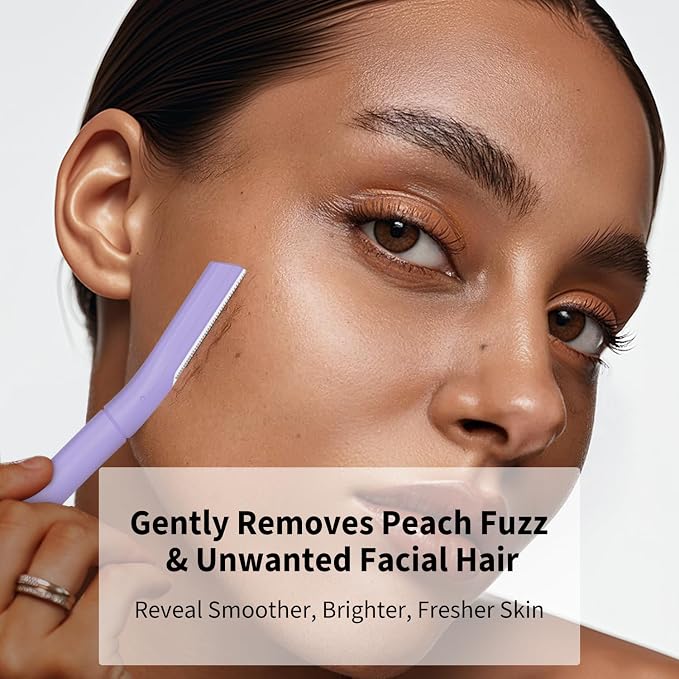 Dermaplane Razor for Women, Facial Razor, Peach Fuzz Remover, Wisteriar | Disposable Dermaplaning Tool for Facial Hair Removal & Exfoliation, Microblade Design, Easy Replacement for Home & Travel