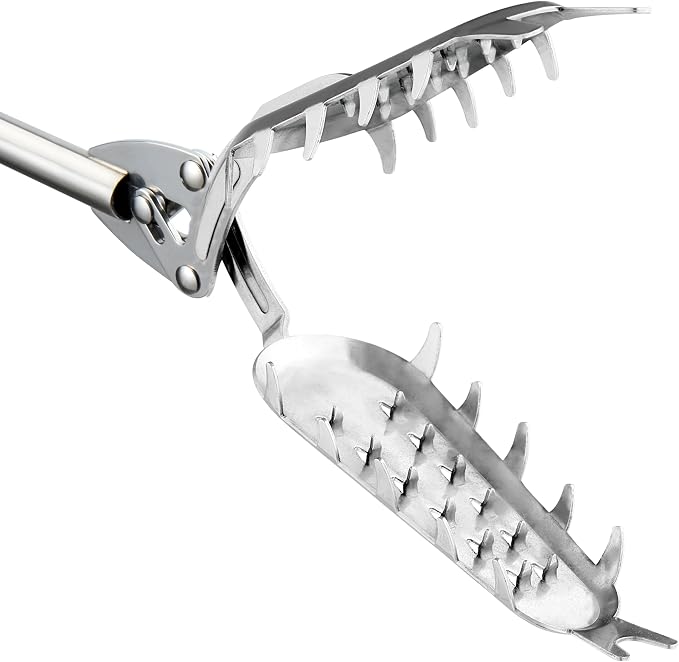 FTH Premium Stainless Steel Grabber Reacher Pickup Tool Heavy Duty 41 inch | Trash picker log BBQ fireplace pits snake tongs power claw made in korea no wire design outdoor yard cleanup plogging